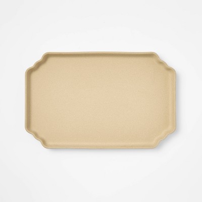 Sandy Glaze Oblong Ceramic Tray with Raised Edges