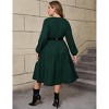 Plus Size Women's Long Knit Dress with Lantern Sleeves, Soft Casual Crewneck Tunic Sweater Dress for Tall Ladies - 4 of 4