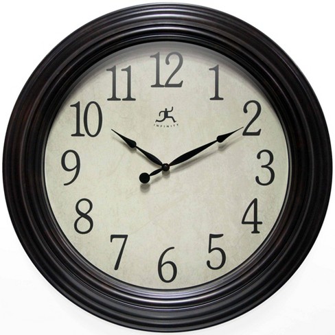 23 Classic Indoor Bevelled Framed Wall Clock Black/Brown - Infinity  Instruments