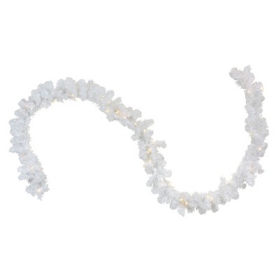 Northlight 9' x 10" Prelit LED Battery Operated White Artificial Christmas Garland - Clear Lights