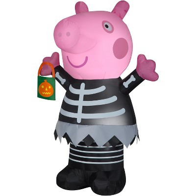 Gemmy Airblown Inflatable Peppa Pig in Skeleton Costume, 4.5 ft Tall, Pink