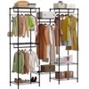 Heavy Duty Clothes Rack with 4 Rails, 8 Hooks & Adjustable Shelves, Freestanding Wardrobe Closet Organizer for Bedroom, Black - 3 of 4