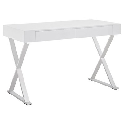 Wood Writing Desk with Drawers White - Modway Furniture