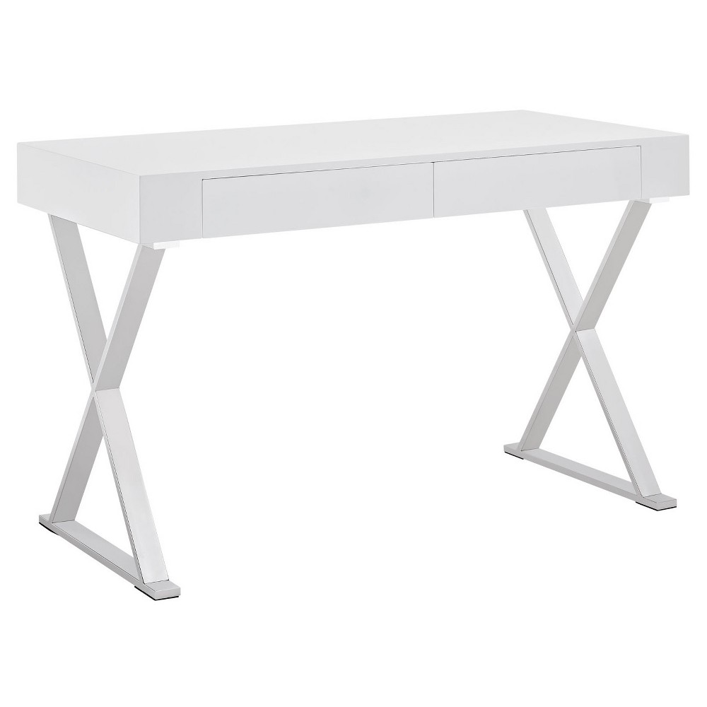 Photos - Office Desk Modway Wood Writing Desk with Drawers White -  Furniture 
