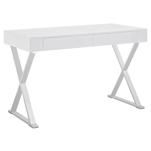 Wood Writing Desk with Drawers White - Modway Furniture - image 1 of 4