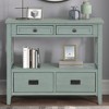 Farmhouse Pine Wood Console Table with 4 Drawers & 1 Storage Shelf for Entryway Living Room Bedroom Hallway Kitchen - 2 of 4