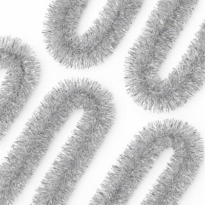 Swtroom 50FT*2 Silver Metallic Twist Shiny Garland for Christmas Tree Decorations, Xmas Hanging Decor for Indoor Outdoor Use
