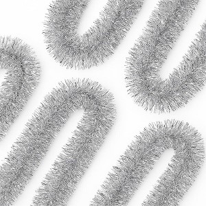 Swtroom 50FT*2 Silver Metallic Twist Shiny Garland for Christmas Tree Decorations, Xmas Hanging Decor for Indoor Outdoor Use - 1 of 4