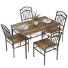 Dining Table Set for 4, Farmhouse Kitchen Table Chairs w/Rubber Wood Legs, Mid-Century Modern Rectangle Dinette Set for Kitchen & Dining Room - 3 of 4