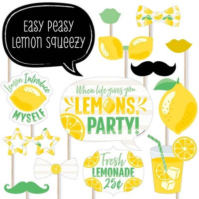 Big Dot of Happiness So Fresh - Lemon - Citrus Lemonade Party Photo Booth Props Kit - 20 Count
