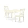 East West Furniture 3 Pc Kitchen Table set - Robust Two 9-Inch Drop Down Leaves Solid Wood Dinette Table & 2 Wooden Seat Dining Chairs,  White - 2 of 4