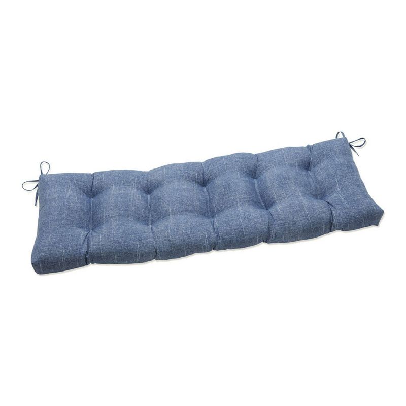 56&#34; x 18&#34; Outdoor/Indoor Tufted Bench/Swing Cushion Tory Denim Blue - Pillow Perfect, 1 of 8