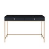 Royal Hampton Writing Desk with 2 Storage Compartments, Black and Gold - 2 of 4