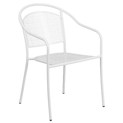 Commercial Grade White Steel Patio Table Set with 2 Chairs
