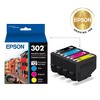 Epson 302 Black, C/M/Y 4pk Ink Cartridges - Black, Cyan, Magenta, Yellow (T302520-CP): Standard Yield, 4 Colors - 2 of 4