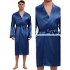 INSPIRE CHIC Men's Satin Long Sleeve Robe with Shorts Sleepwear 2-Piece Set - 3 of 4
