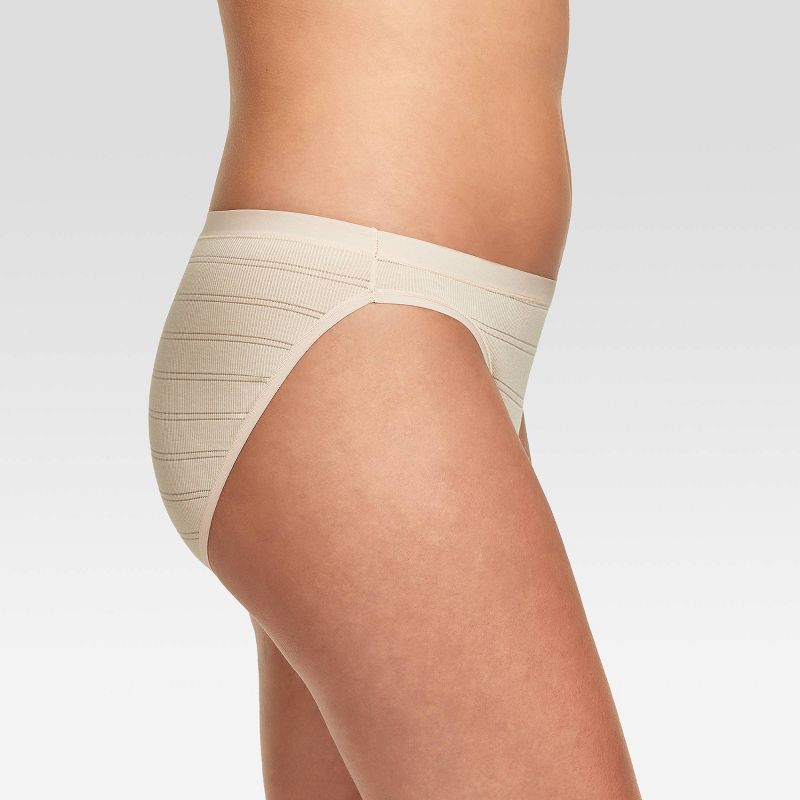Hanes Premium Women's 4pk Breathable Ribbed Bikini Underwear - White/Beige/Black, 4 of 5