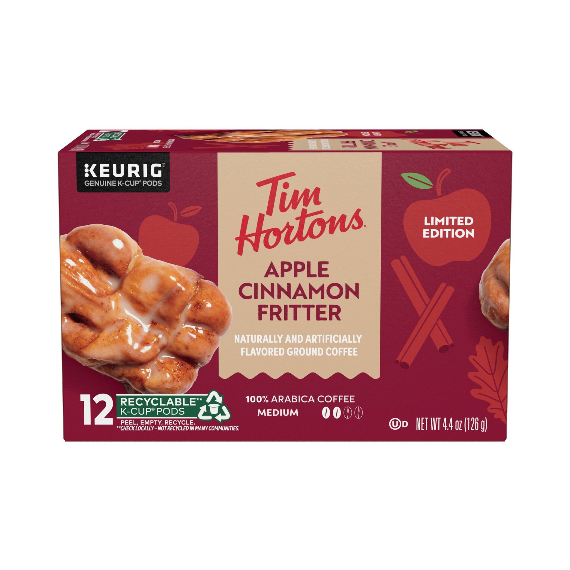 Tim Hortons Apple Cinnamon Fritter Medium Roast Keurig K-Cup Coffee Pods - 12ct