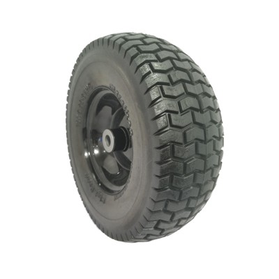 VisioGear 4-Pack Flat Free Tire and Wheel Assemblies, Compatible for 13*5-6 Solid Rubbe Riding Lawn Mower Wheels and Tires, Black, 13"*13"*6"