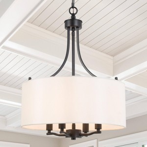 LNC Trend 4-Lights Modern Drum  Chandelier, Gold/Black,16in/17in - 1 of 4