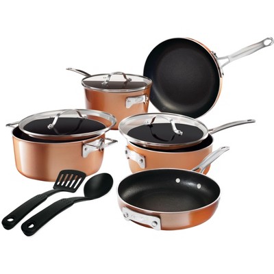 Gotham Steel Stackmaster 10-Piece Space Saving Nonstick Cookware Set with Utensils