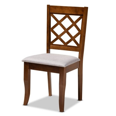 Gray Upholstered Walnut Wood Dining Chair Set