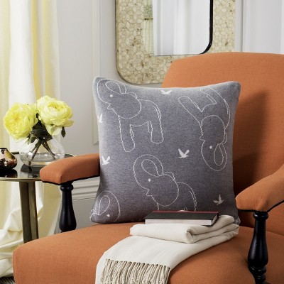 Ella 20" Gray and White Cotton Knit Pillow