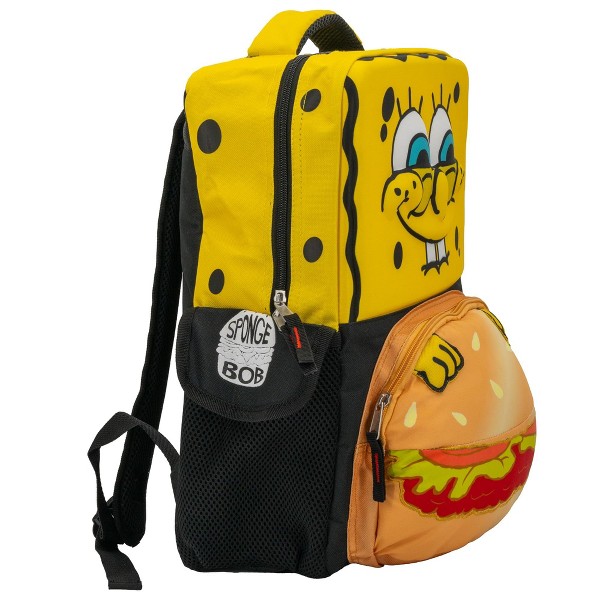 Mochila de Bob Esponja con cara 3D, para niñas y niños, 16 pulgadas 2