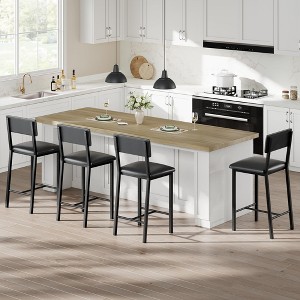 Bar Stools Set of 4, Upholstered Counter Height Bar Stools with Backrest and Footrest, Tall Bar Chairs with Thick Cushion, for Dining Room - 1 of 4