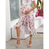 Women Pleated Elastic High Waist Maternity Midi Skirt Casual Summer Ruffle Boho Wrap Split Skirt - 3 of 4