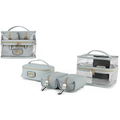 MKF Collection Emma Handbag Cosmetic Clear Case set by Mia K- 4 pieces