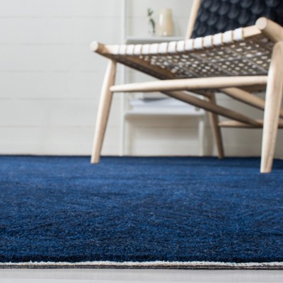 Hand-Tufted Elegance Square Wool Rug in Striking Blue - 6'