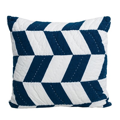 carol & frank 26" x 26" Herringbone Patch Indigo Euro Sham