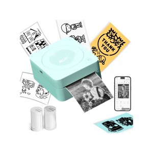 Nelko PM230 Portable Bluetooth Sticker Printer Green with 2pk 54mmx3.5m White Rolls - 1 of 4