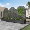 Wooakway 72"H Arch Metal Planter Box with Trellis Raised Garden Bed with Arbor Privacy Screen with Wheels - 2 of 4