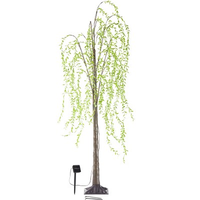 Lakeside Solar Lighted Faux 4-1/2 Foot Willow Tree for Outdoor Home Décor