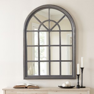 Wooakway 47" x 34" Grey Arch Window Mirror with Distressed Finish - 1 of 4