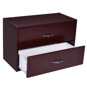 Costway 2-Drawer Dresser Horiztonal Organizer w/Handle Wood End Table Nightstand - 1 of 4