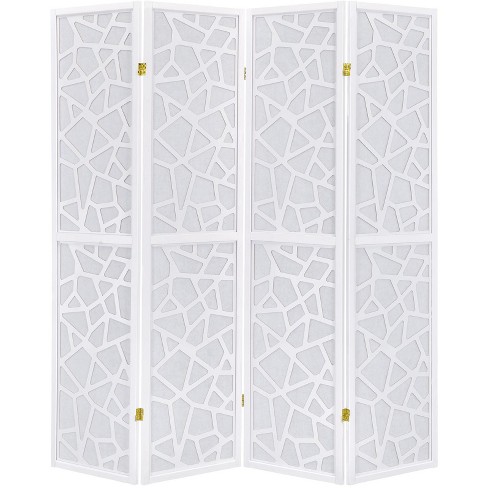 Legacy Decor 4 Panel Room Divider With Mosaic Cuts White Color : Target