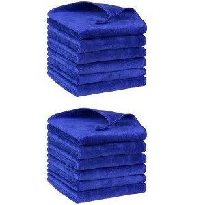 Unique Bargains Dishwashing Cleaning Microfiber Thick Absorbent Kitchen Towels 12 Pcs 12" x 12" - 1 of 4