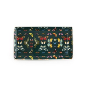 Portmeirion Botanic Garden Harmony Accents Tray (13" x 7.5") - Porcelain Decorative Serving Tray with Butterfly Prints - Dishwasher, Microwave Safe - 1 of 4
