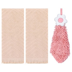 REGALWOVEN 3 Pcs Bathroom Soft and Absorbent Decorative Hand Towel - 1 of 4