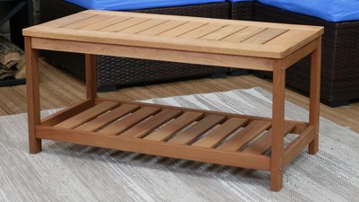 Sunnydaze Meranti Wood Teak Oil Finish Outdoor Coffee Table