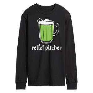 Men's - Instant Message - Relief Pitcher Green Beer Long Sleeve Graphic T-Shirt - 1 of 4