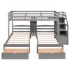 NicBex Twin Size Bunk Bed Triple Wooden Bed Frame with Shelves, 2 Drawers, Storage Stairs and Full Length Guardrail, No Box Spring Required - 3 of 4