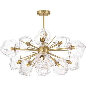 Possini Euro Design Klara 30" Modern Pendant Chandelier Ceiling Light Fixture Dining Room Over Table Sputnik 12-Light LED Clear Soft Gold Finish - 1 of 4