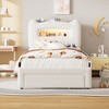 Upholstered Twin Bed Frame with Headboard, 2-Tier Storage, Charging Station & Drawer, Metal Platform, No Box Spring Needed - 2 of 4