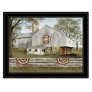 Gulches Series "American Star Quilt Block Barn" in by Billy Jacobs 1 Piece Black Frame Print Modern Home Decor Poster Art Print 21 in. x 1 in. - 1 of 4