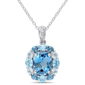 EVERLY JEWELRY  |   Sterling Silver 5 1/3 CT TGW Blue Topaz - London White Topaz Blue Topaz - Swiss Blue Topaz - Sky Fashion Pendant With Chain - 1 of 4