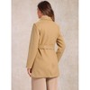 INSPIRE CHIC Women's Notch Lapel Double Breasted Belted Mid Long Outwear Winter Coat - 4 of 4